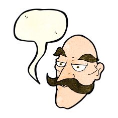 cartoon old man face with speech bubble N4
