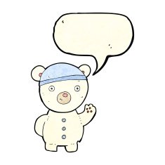 cartoon polar bear cub with speech bubble N27