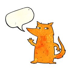 cartoon fox waving with speech bubble N2