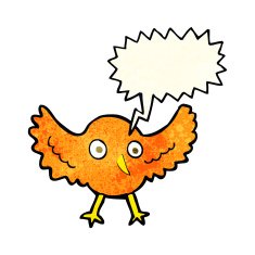 cartoon bird with speech bubble N117