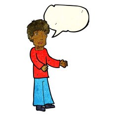 cartoon man explaining with speech bubble N7