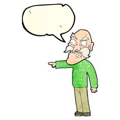 cartoon furious old man with speech bubble N4