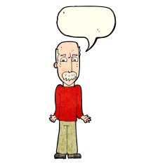 cartoon dad shrugging shoulders with speech bubble N4