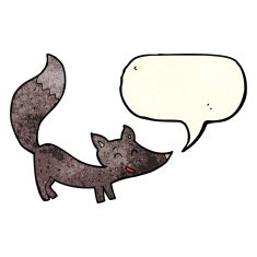 cartoon little wolf cub with speech bubble N4