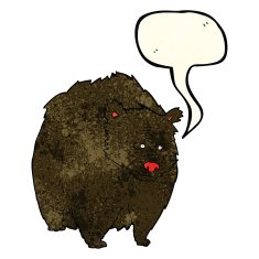 huge black bear cartoon with speech bubble N2