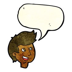 cartoon happy boy face with speech bubble N15