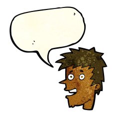 cartoon happy boy face with speech bubble N17
