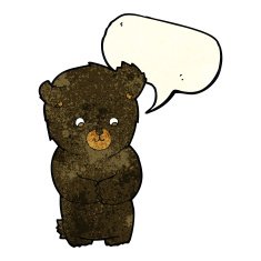 cute cartoon black bear with speech bubble N28