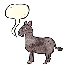 cartoon mule with speech bubble N3