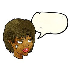 cartoon woman with plaster on face speech bubble N7