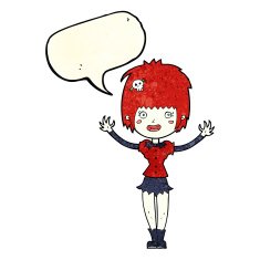 cartoon vampire girl with speech bubble N85