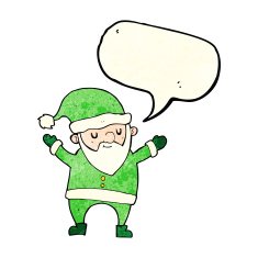 cartoon dancing santa with speech bubble N4