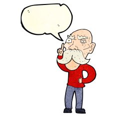 cartoon annoyed old man with speech bubble N26