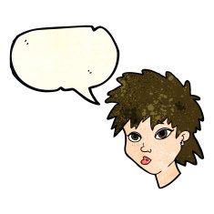 cartoon curious girl with speech bubble N4