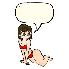 cartoon sexy woman in underwear with speech bubble N8
