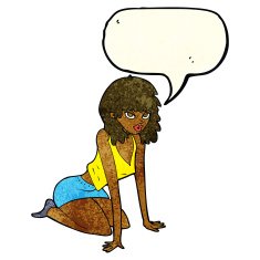 cartoon woman in sexy pose with speech bubble N6