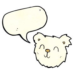 cartoon happy polar bear face with speech bubble N2