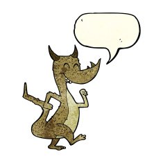 cartoon happy dragon with speech bubble N3