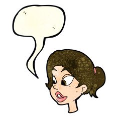 cartoon friendly woman with speech bubble N28