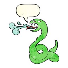 cartoon hissing snake with speech bubble N12