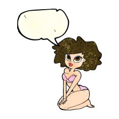 cartoon woman wearing bikini with speech bubble N4