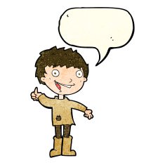cartoon excited boy with speech bubble N57