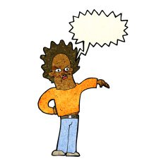 cartoon nasty boy with speech bubble N4