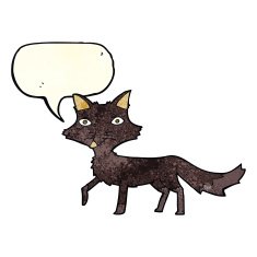 cartoon little wolf with speech bubble N6