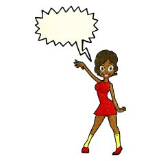 cartoon party girl with speech bubble N4