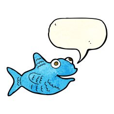 cartoon happy fish with speech bubble N9