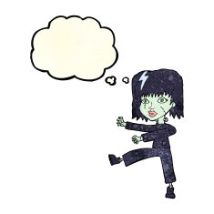 cartoon zombie girl with speech bubble N6