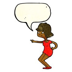 cartoon girl pointing with speech bubble N8