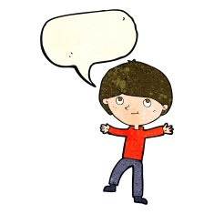 cartoon excited boy with speech bubble N58