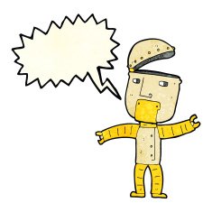 cartoon funny robot with speech bubble N28