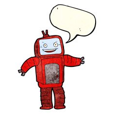 cartoon funny robot with speech bubble N29