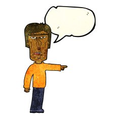 cartoon pointing man with speech bubble N34