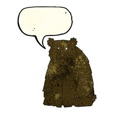 cartoon funny black bear with speech bubble N4
