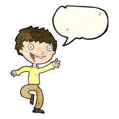 cartoon excited boy with speech bubble N59