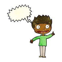 Cartoon happy boy with speech bubble N93