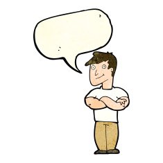 cartoon muscular man with speech bubble N4