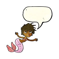 cartoon mermaid with speech bubble N26