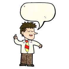 cartoon man with good idea speech bubble N8