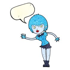 cartoon vampire girl welcoming with speech bubble N4