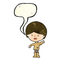 cartoon unhappy boy with speech bubble N23