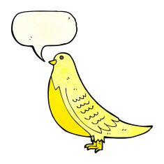 cartoon bird with speech bubble N119