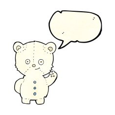 cartoon polar bear cub with speech bubble N30