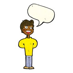 cartoon happy man with speech bubble N182