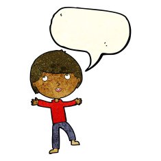 Cartoon happy boy with speech bubble N94