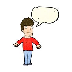 cartoon worried man with speech bubble N36