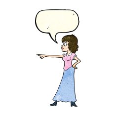 cartoon woman pointing finger with speech bubble N4